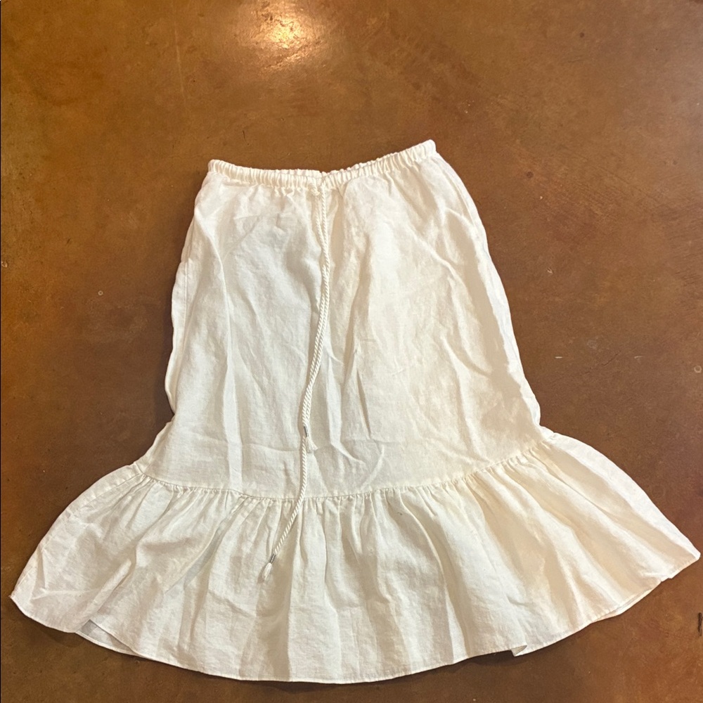 Tommy Bahama White Ruffle-Hem A-Line Skirt